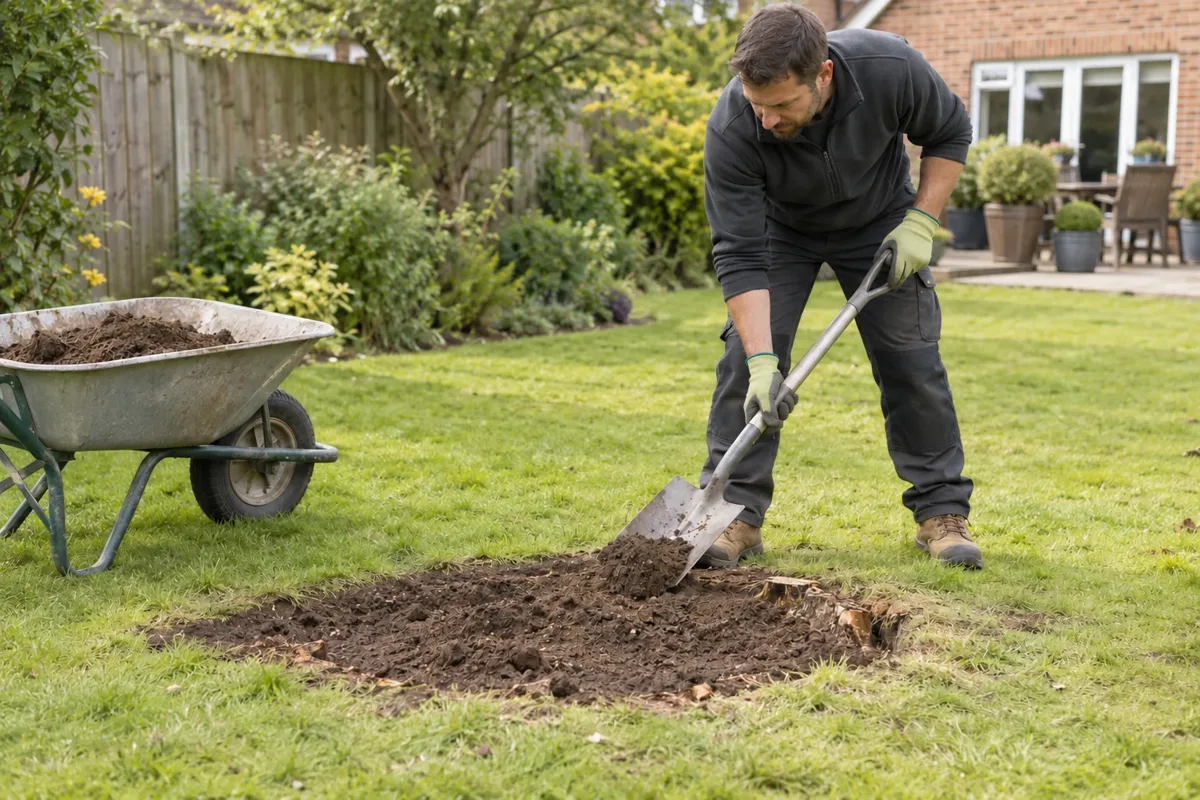 Stump hole backfilling work