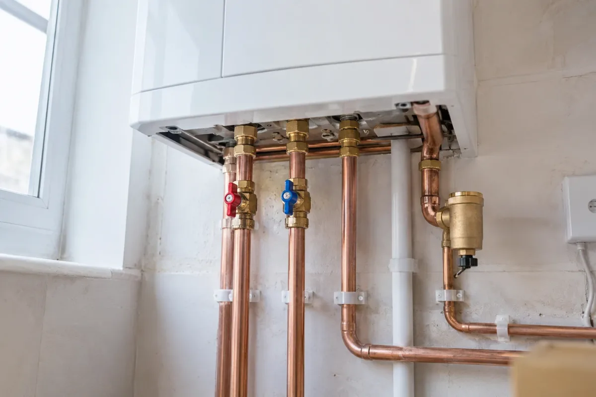 Replacement boiler pipework and isolation valves