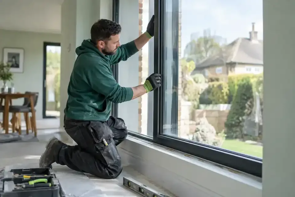 Glazier Installing an Energy-Efficient Window